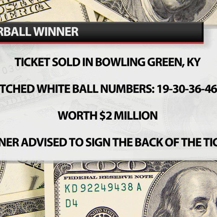 Powerball ticket worth $2 million sold at Kentucky retailer